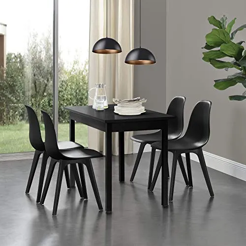 [en.casa] Set de 2 Chaises Design Chaise de Cuisine Chaise de Salle à Manger Plastique Noir 83 x 54 x 48 cm