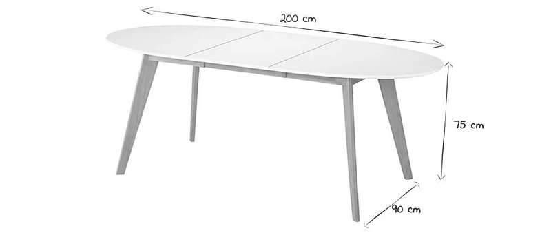 Miliboo Table scandinave Extensible Ovale Blanche et Bois Clair L150-200 cm Leena