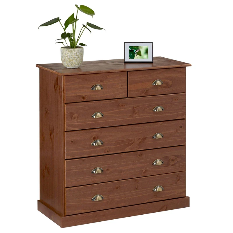 IDIMEX Commode de Chambre Paris avec 6 tiroirs en pin Massif lasuré Brun foncé