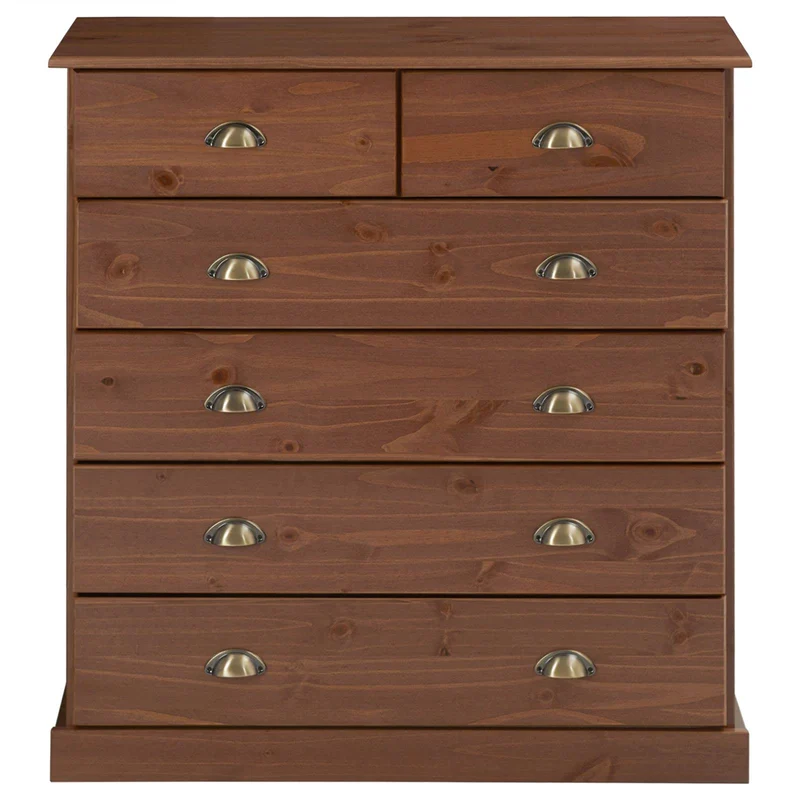 IDIMEX Commode de Chambre Paris avec 6 tiroirs en pin Massif lasuré Brun foncé
