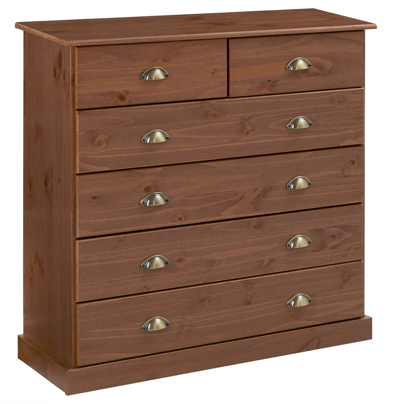 IDIMEX Commode de Chambre Paris avec 6 tiroirs en pin Massif lasuré Brun foncé