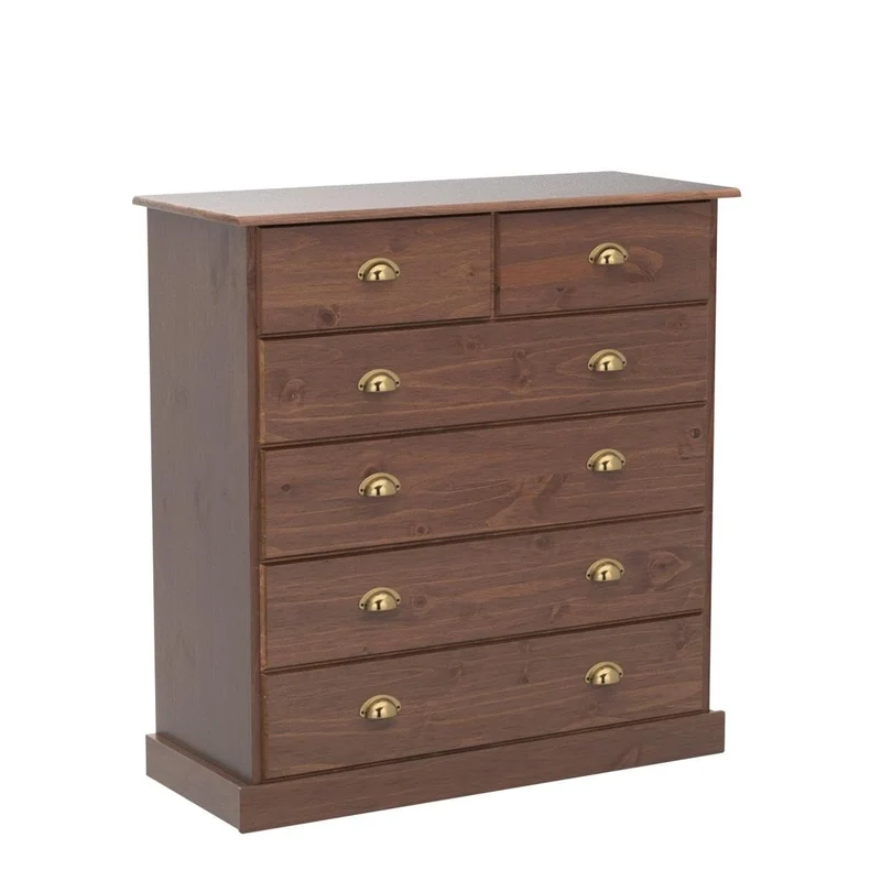 IDIMEX Commode de Chambre Paris avec 6 tiroirs en pin Massif lasuré Brun foncé