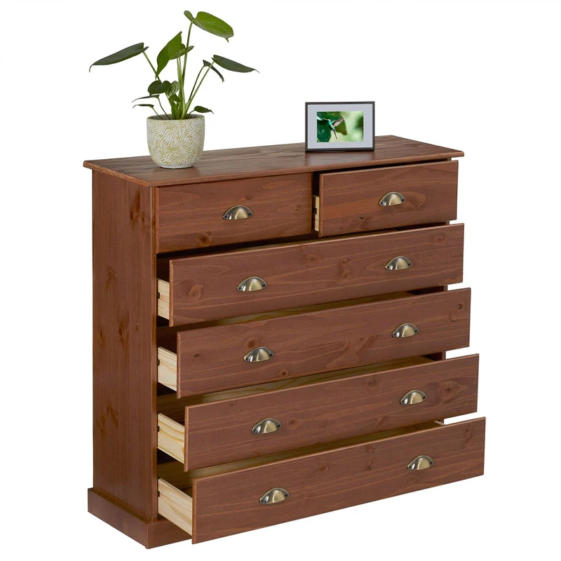 IDIMEX Commode de Chambre Paris avec 6 tiroirs en pin Massif lasuré Brun foncé