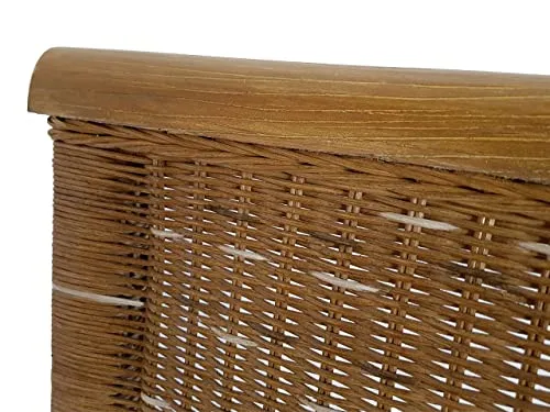 kreatives Wohnen Salle à Manger en rotin-Chaises de Jardin d'hiver-Couleur : Marron Naturel d'assise en Lin Blanc sans Coussin, Bois, Extra breit