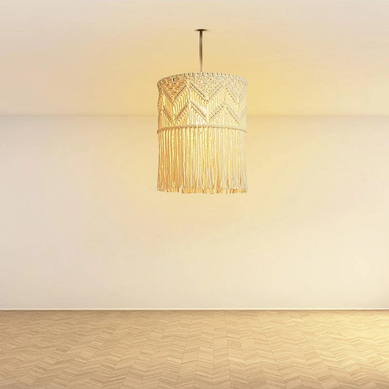 LOVIVER Abat-Jour en Macramé Naturel Suspendu Couvercle de Lumière Plafonniers Lustre MontageTtissé Boho pour Restaurant Salon Maison Café