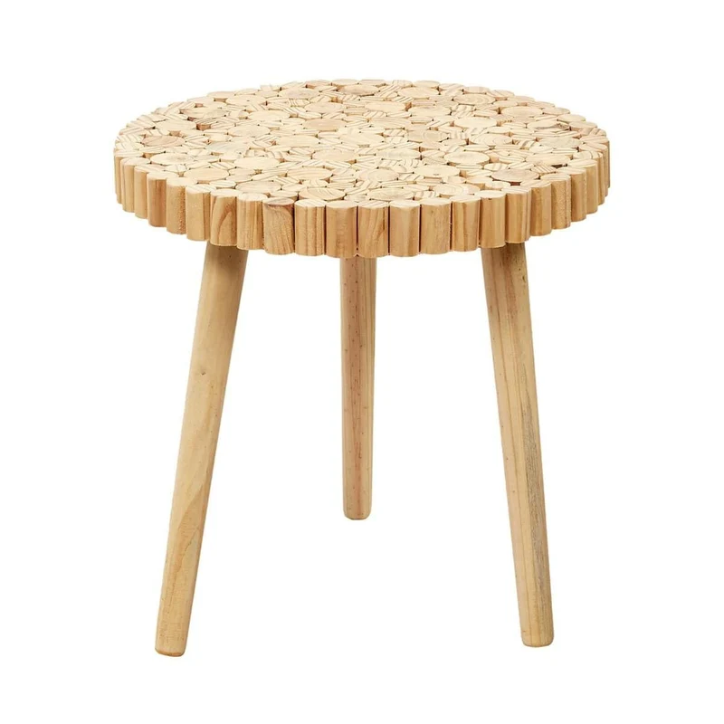 AltoBuy FREJ - Duo de Tables Gigognes Plateau Rondins de Bois