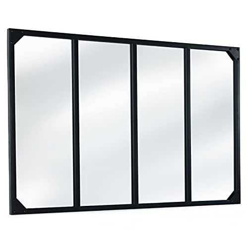 IDMarket - Miroir verrière 4 Bandes Design Industriel 110x70 cm