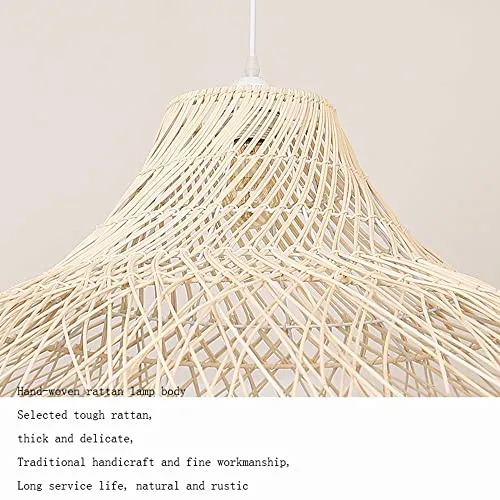 MAKIVI Suspension en rotin lustre fait à la main chapeau de paille abat-jour tissage en osier plafond suspendu lumière Vintage paille en osier suspension pour salle à manger salon Marriage