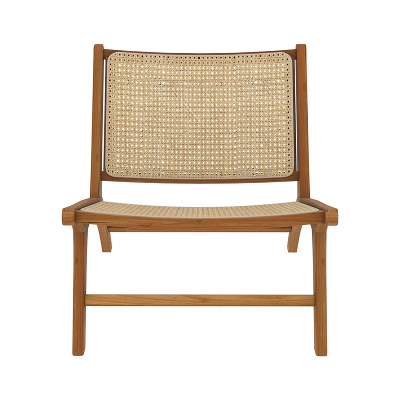 Rendez vous déco - Fauteuil - Kilka - Fauteuil 1 Place en Teck avec Assise et Dossier en Tressage Cannage - L.65 cm x P. 76 cm x H.69,5 cm - 9 kg