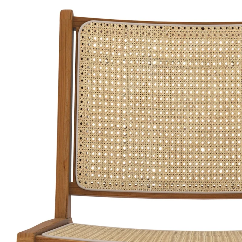 Rendez vous déco - Fauteuil - Kilka - Fauteuil 1 Place en Teck avec Assise et Dossier en Tressage Cannage - L.65 cm x P. 76 cm x H.69,5 cm - 9 kg