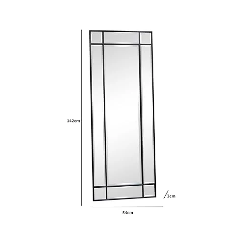 Melody Maison Miroir mural encadré Art Déco Noir 142 cm x 54 cm