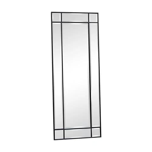 Melody Maison Miroir mural encadré Art Déco Noir 142 cm x 54 cm