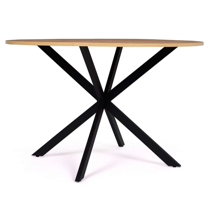IDMarket - Table à Manger Alix Ronde 4-6 Personnes Pied araignée Bois et Noir