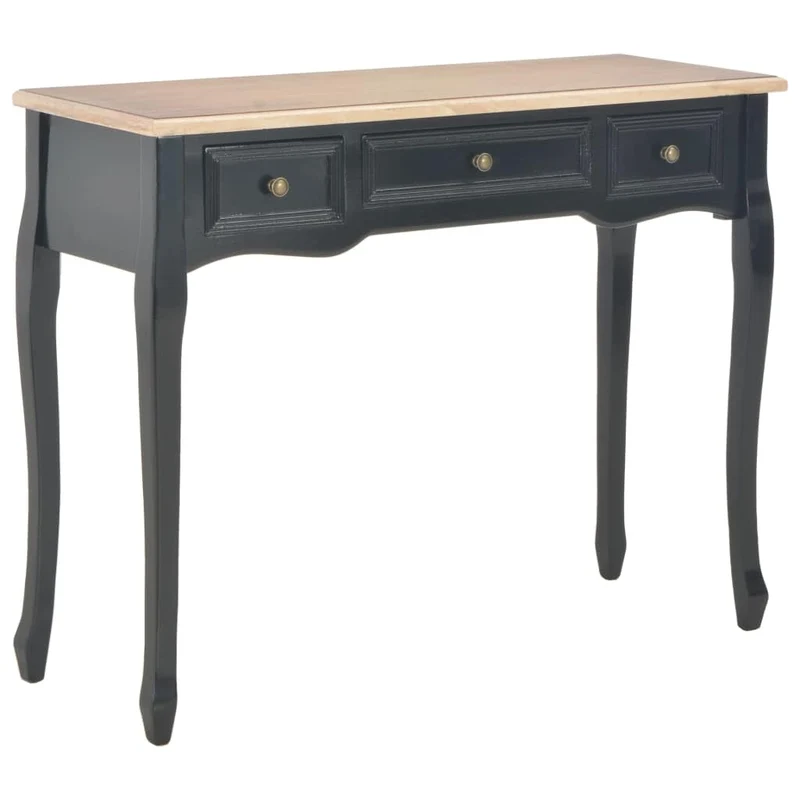 vidaXL Table de Console et Coiffeuse avec 3 Tiroirs Table de Maquillage Meuble de Chambre à Coucher Couloir Salon Entrée Salle à Manger Bureau Maison Noir