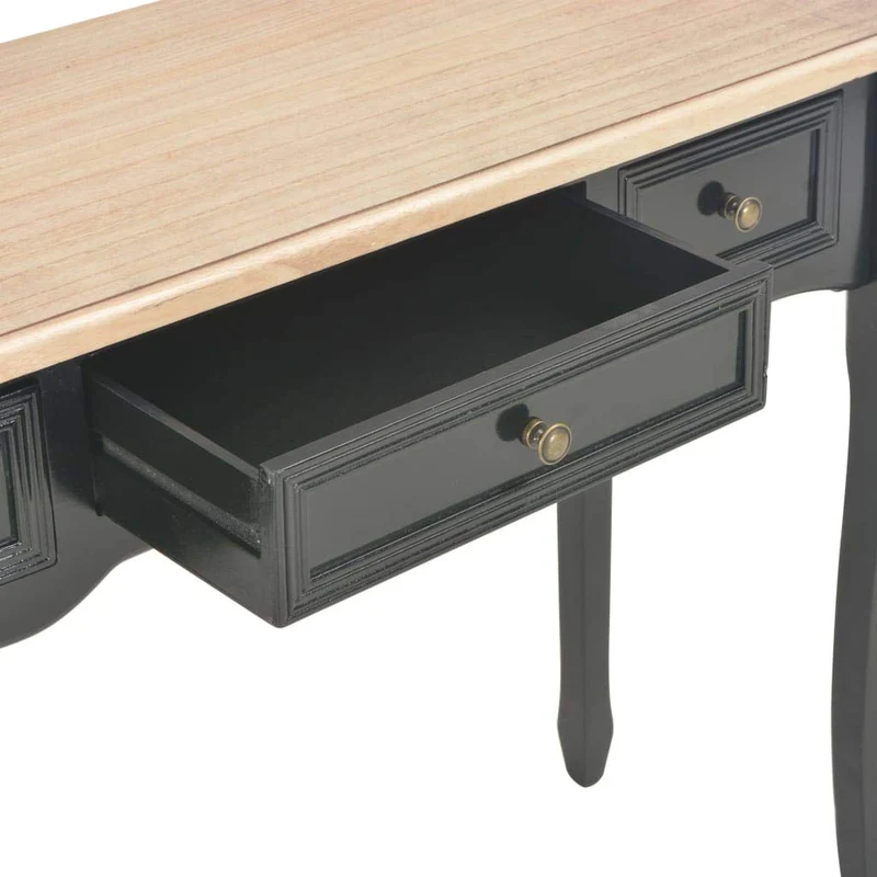 vidaXL Table de Console et Coiffeuse avec 3 Tiroirs Table de Maquillage Meuble de Chambre à Coucher Couloir Salon Entrée Salle à Manger Bureau Maison Noir