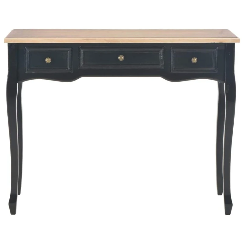 vidaXL Table de Console et Coiffeuse avec 3 Tiroirs Table de Maquillage Meuble de Chambre à Coucher Couloir Salon Entrée Salle à Manger Bureau Maison Noir