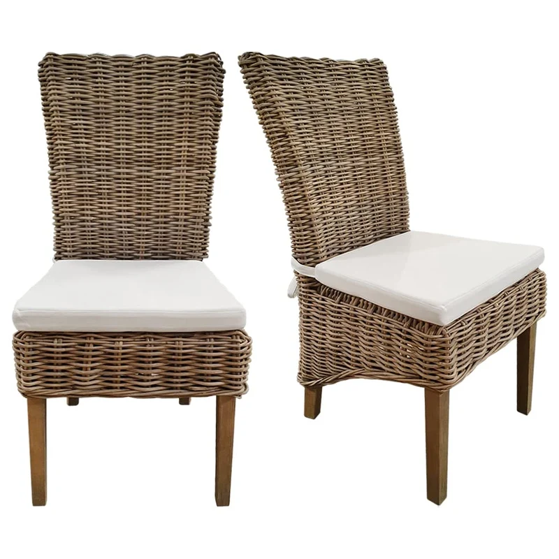 Meubletmoi Lot de 2 Chaises tressées en kubu Naturel de Salle à Manger - Style Osier rotin Exotique Classique Chic - Bora-Bora