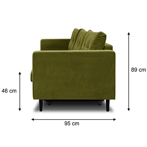 HOMIFAB Canapé 3 Places Convertibles en Velours Vert Olive - Viktor
