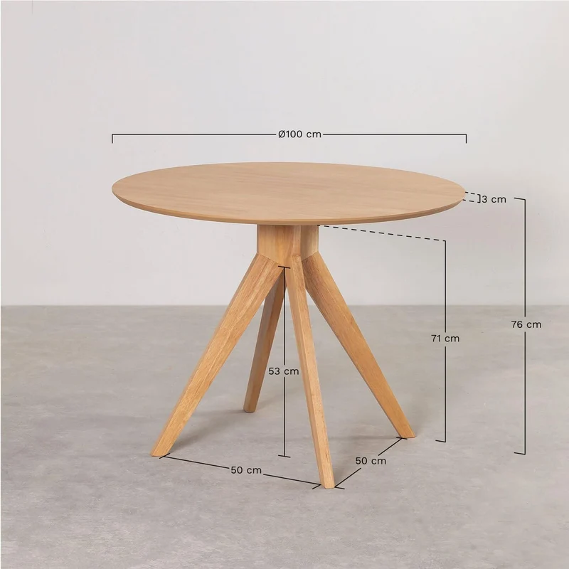 SKLUM Table à Manger Ronde en Bois (Ø100 cm) Sekiz Marron Cendré