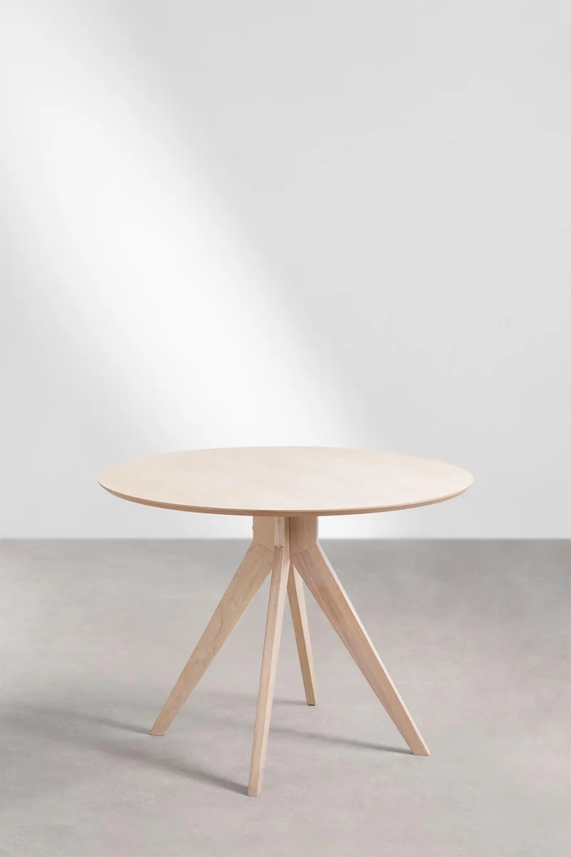 SKLUM Table à Manger Ronde en Bois (Ø100 cm) Sekiz Marron Cendré
