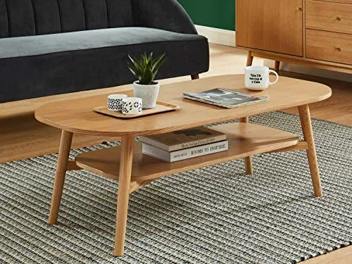 HOMIFAB Table Basse scandinave 120x60x40 cm chêne - Collection Marcel