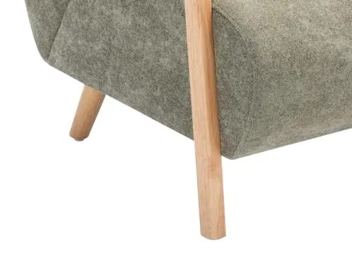 Vente-unique - Fauteuil en Tissu Vert et Bois JULOMO