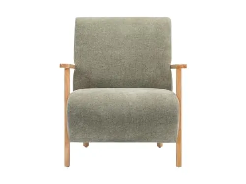 Vente-unique - Fauteuil en Tissu Vert et Bois JULOMO