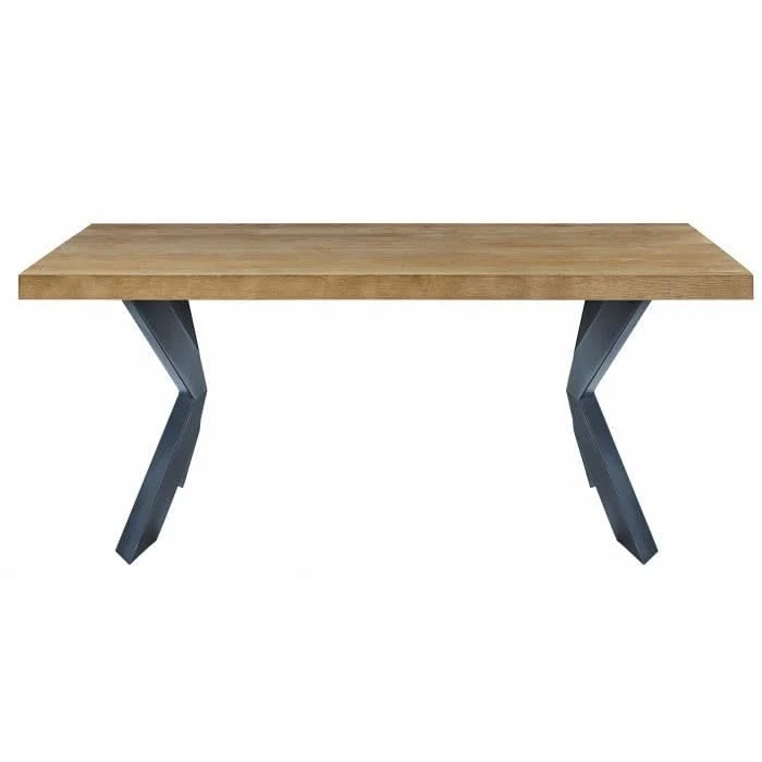 BAÏTA Table à Manger PLATON placage chêne et métal Noir