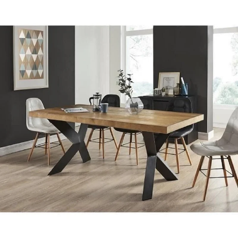 BAÏTA Table à Manger PLATON placage chêne et métal Noir