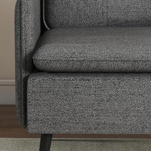 HOMCOM Fauteuil scandinave Dossier capitonné avec Passepoil en Tissu 76 x 68 x 80 cm | Gris et Pieds en métal Noir et doré
