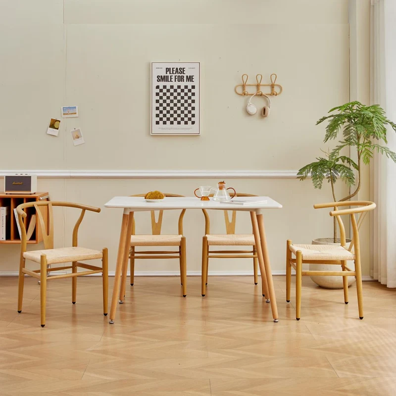 BenyLed Lot de 2 Chaises de Salle à Manger,Chaises en rotin,Chaises avec accoudoirs pour Chambre à Coucher,Salon,Salle de Lecture,Salle à Manger et Cuisine (Couleur Originale du Bois)