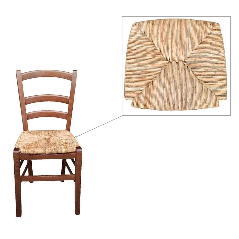 okaffarefatto Zimbardi Chaise en bois massif avec assise en paille de riz couleur noyer foncé