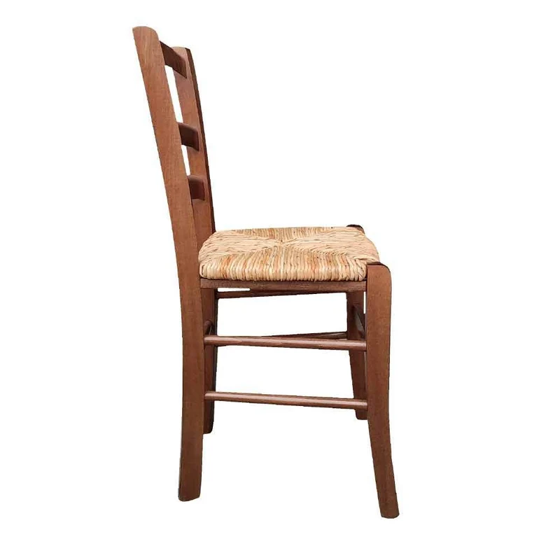 okaffarefatto Zimbardi Chaise en bois massif avec assise en paille de riz couleur noyer foncé