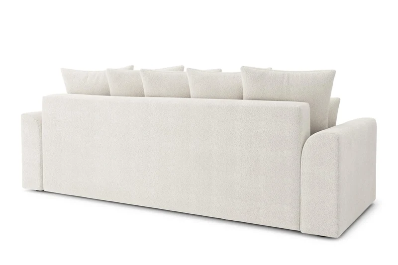 BAÏTA Canapé Droit Convertible Nova 3 Places en Tissu Bouclette Blanc