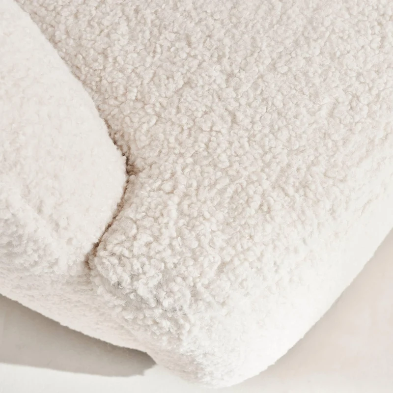 Alice's Home - Fauteuil Cosy Rond pivotant en Bouclette crème. Laya. L 79.5 x P 77.5 x H 67cm