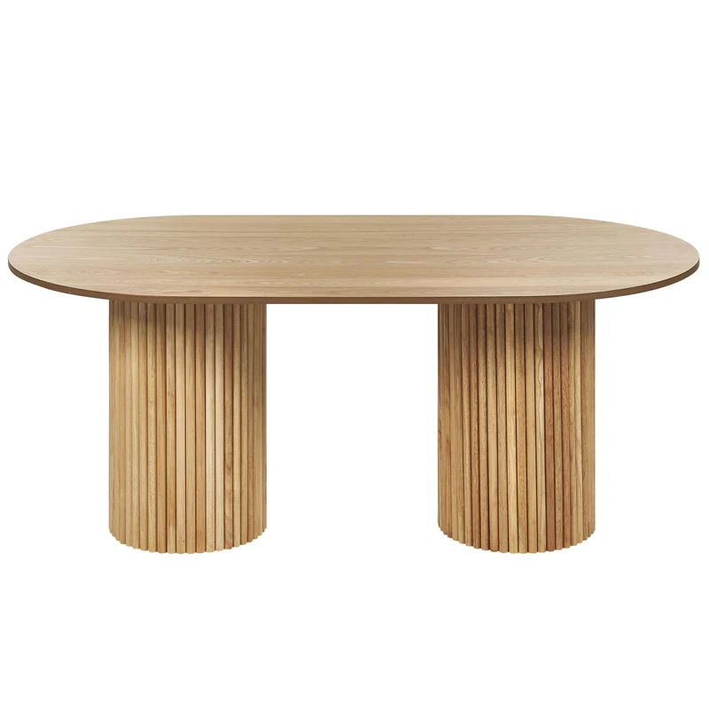 Table de Repas Ovale 180 x 100 cm en MDF et Bois d'Hévéa Bois Clair Sheridan