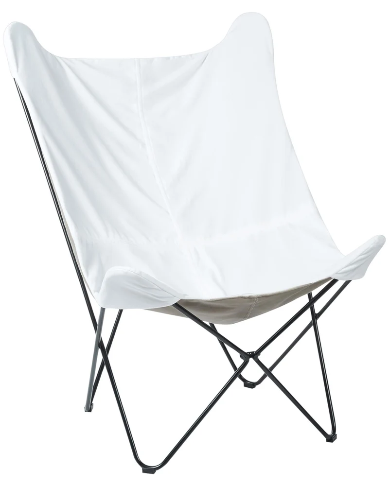 Fauteui Design Papillon avec Pieds en Épingle en Métal et Velours Blanc Nybro