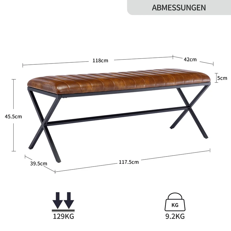 DUHOME Banc à Chaussures, Banc Rembourré avec Pieds en X en Métal Banc Capitonné avec Assise Rembourrée Meuble d’Entrée Tabouret pour Salon, Chambre à Coucher, Couloir,Jaune/Marron