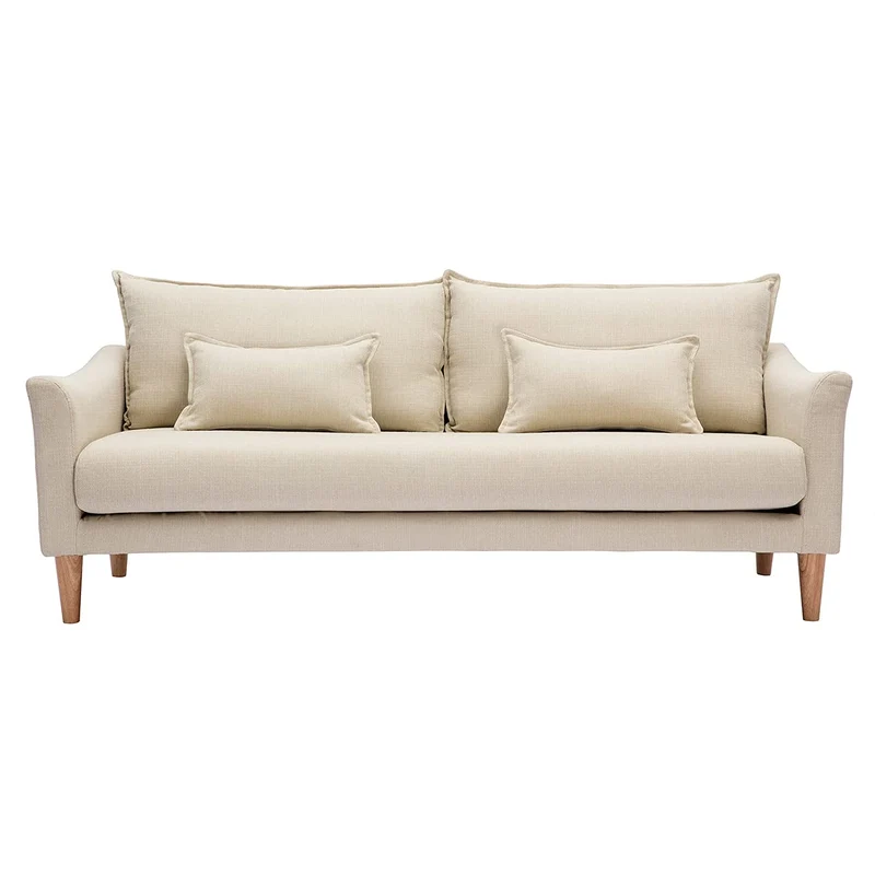 Miliboo Canapé scandinave 3 Places en Tissu Beige et Bois Clair Kate