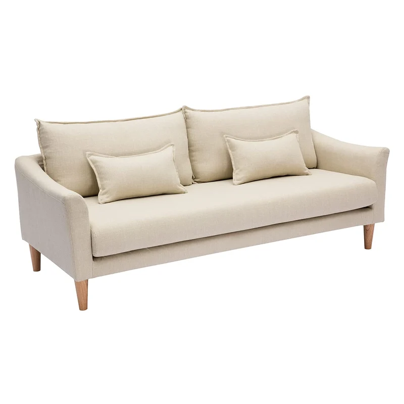 Miliboo Canapé scandinave 3 Places en Tissu Beige et Bois Clair Kate