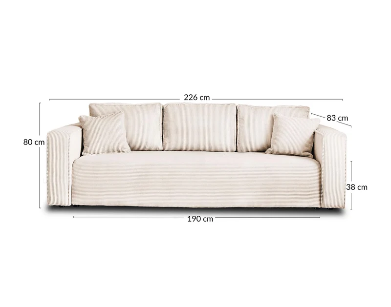 Best Mobilier - Topaze - canapé 3 Places - Convertible avec Coffre - en Velours côtelé - Bleu Ardoise