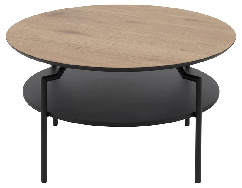 AC Design Furniture Gregor table basse, L : 80 x l : 80 x H : 45 cm, chêne/noir, MDF/métal, 1 pc