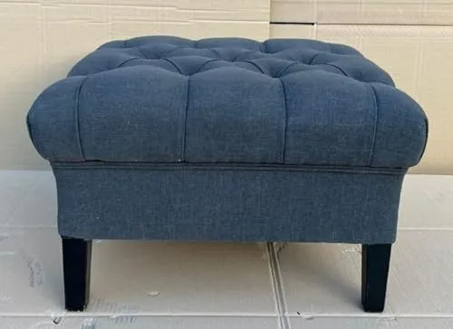 Casa Padrino Repose-Pieds Chesterfield Gris/Noir 62 x 50 x H. 40 cm - Tabouret rectangulaire - Tabouret Chesterfield - Meubles de Salon Chesterfield