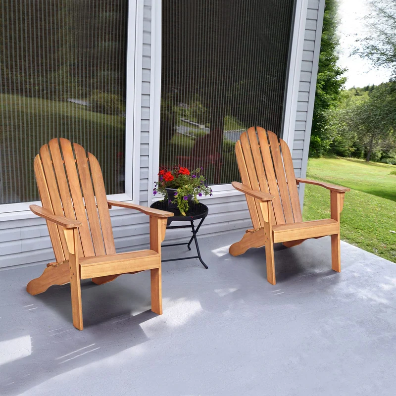 KOMFOTTEU Fauteuil Adirondack, Bois d’Acacia, Chaise de Jardin, Charge de 160 kg, Design Ergonomique, Chaise de feu de Camp, Sièges en Terrasse avec Dossier et Accoudoirs (Naturel)