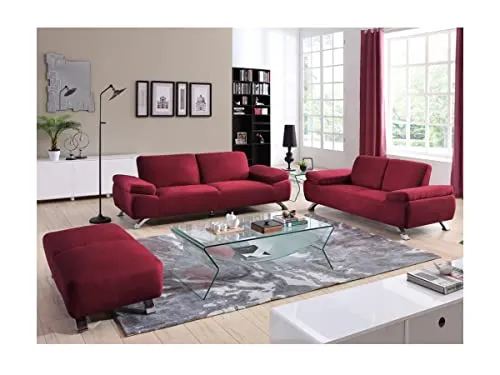 Vente-unique - Canapé 3 Places en Microfibre Polka - Rouge