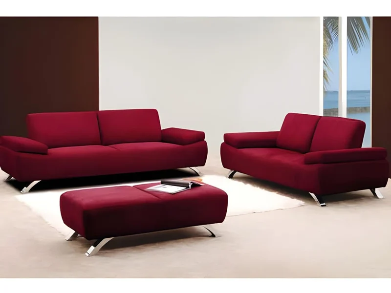Vente-unique - Canapé 3 Places en Microfibre Polka - Rouge
