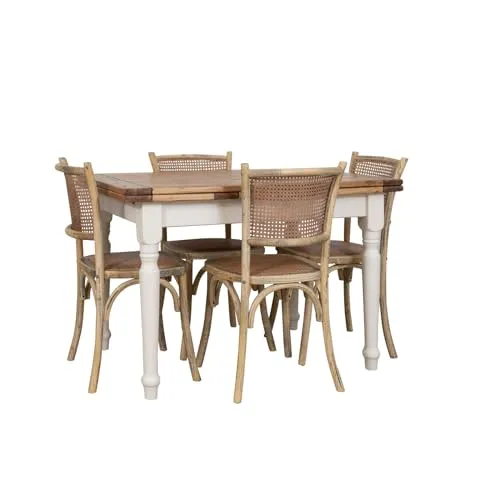 Biscottini Chaise Assise en rotin, Bois, Beige, L45,5XPR42,5XH89,5