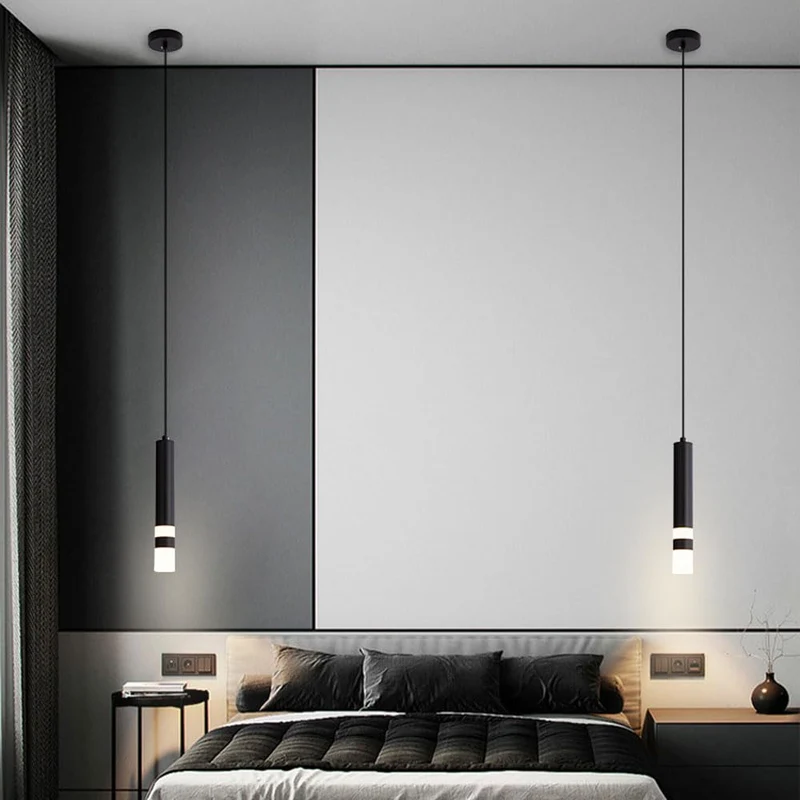 MODEBHD Lampes suspendues modernes noires simples, lampe suspendue en acrylique à bulles de lumière chaude LED intégrée 3000K, lampes suspendues de plafond éclairées au-dessus de l'évier de l'îlot de