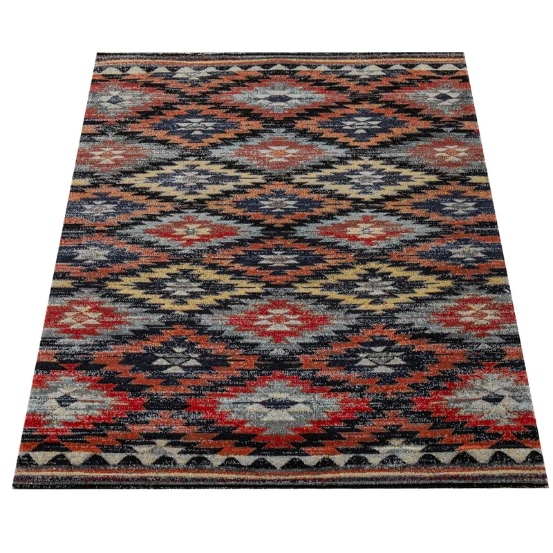 Paco Home Tapis Intérieur Et Extérieur Zigzag Rouge Orange Noir, Dimension:240x340 cm