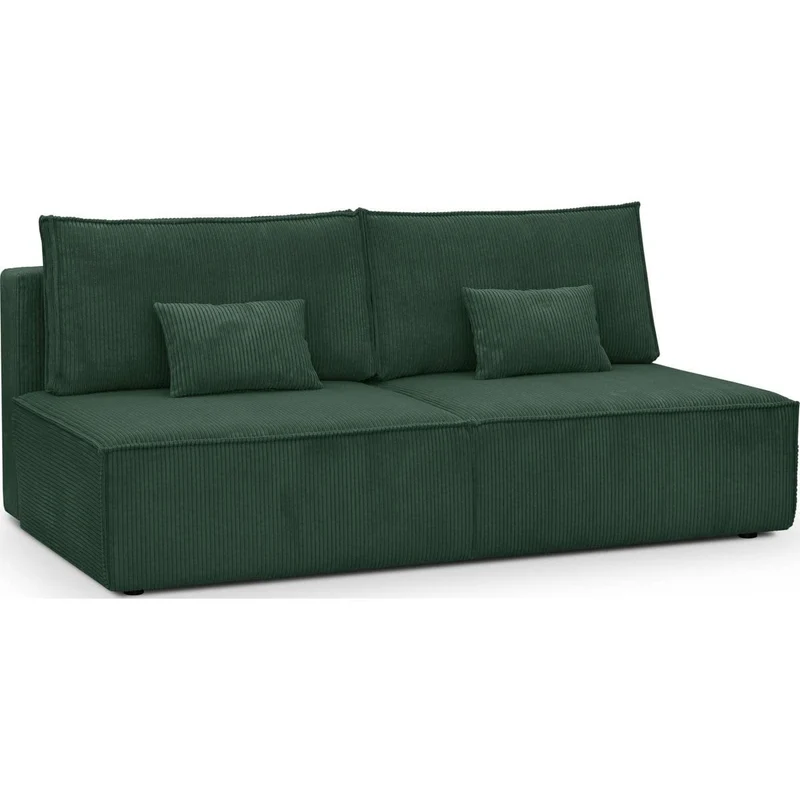 HOMIFAB Canapé Convertible 3 Places avec Coffre de Rangement en Velours côtelé Vert foncé - Milla